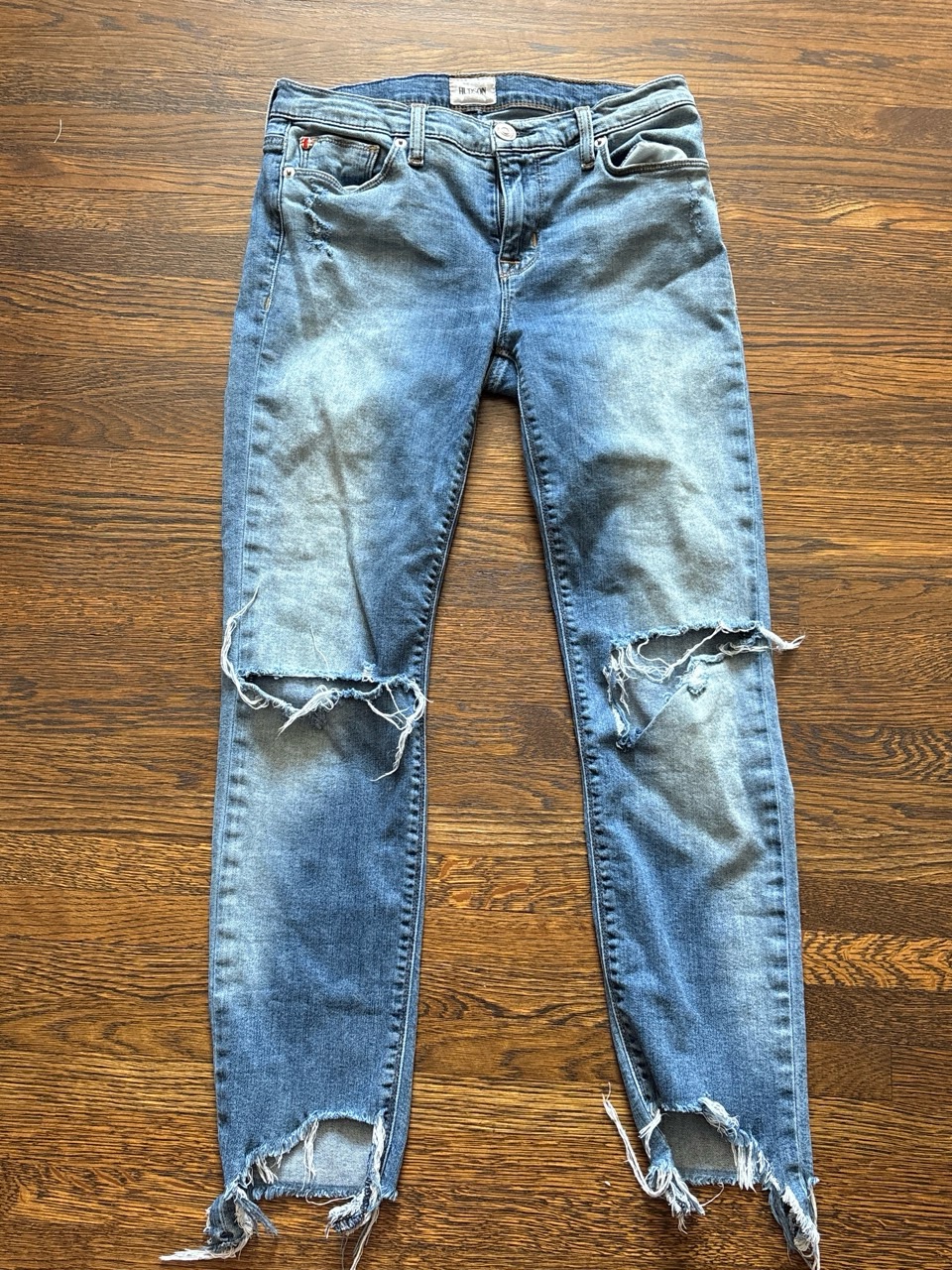 Hudson Jeans Women's Distressed Skinny Jeans - Blue Wash